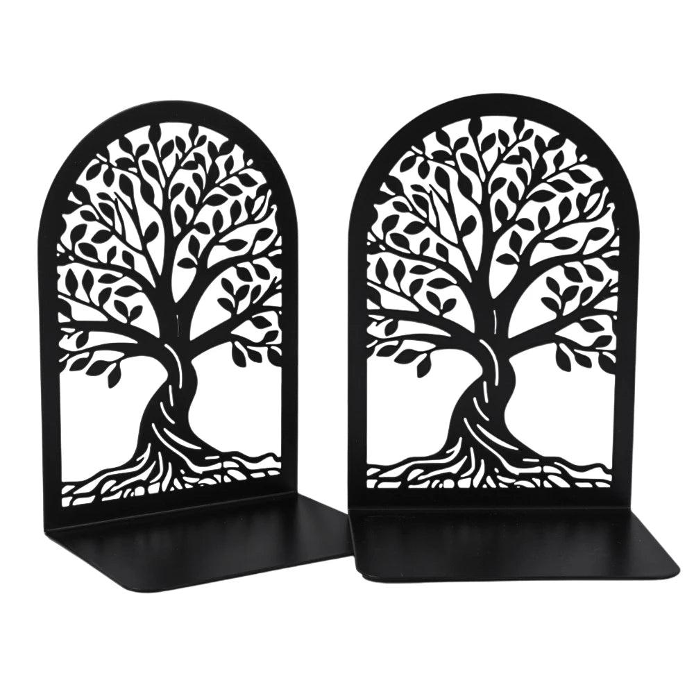 Tree of Life Metal Bookends — Decorative Desk Organizer for Office and Library