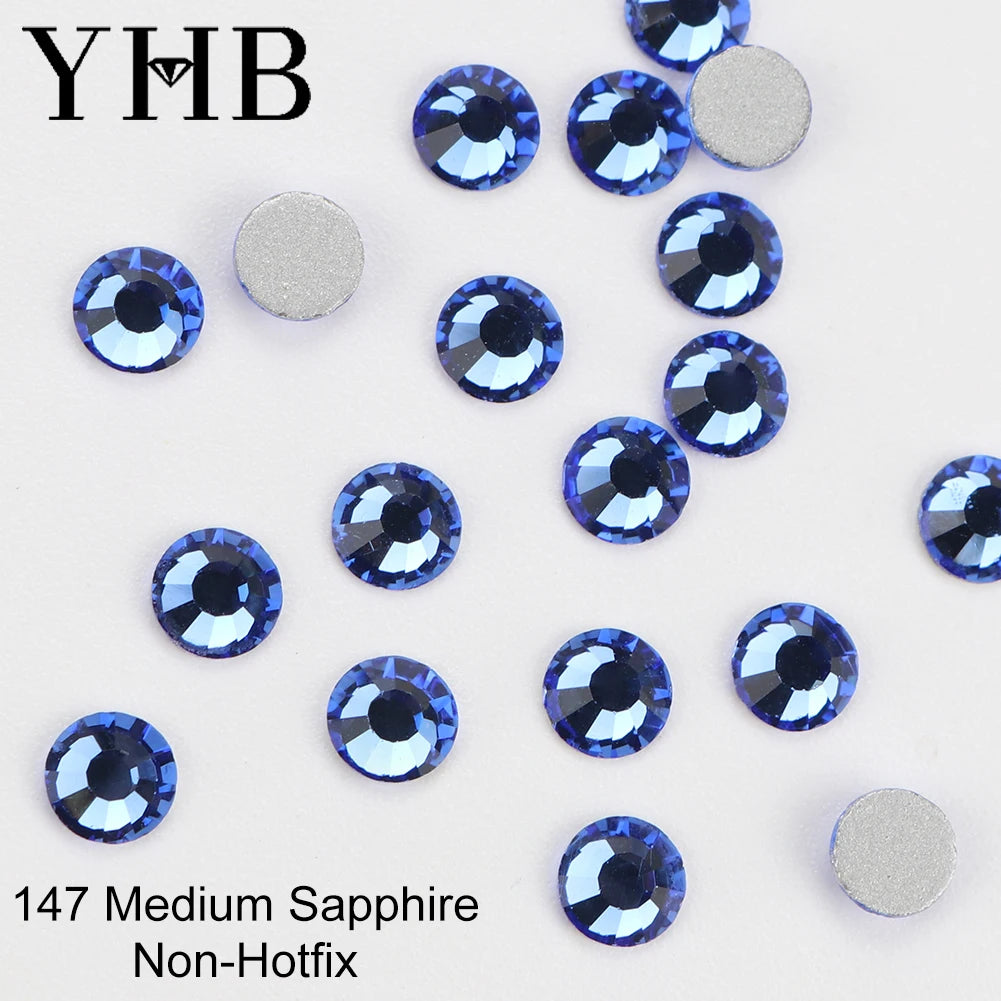 YHB Crystal Flat Back Rhinestones — Glitter Gemstones for Nails and Fabric