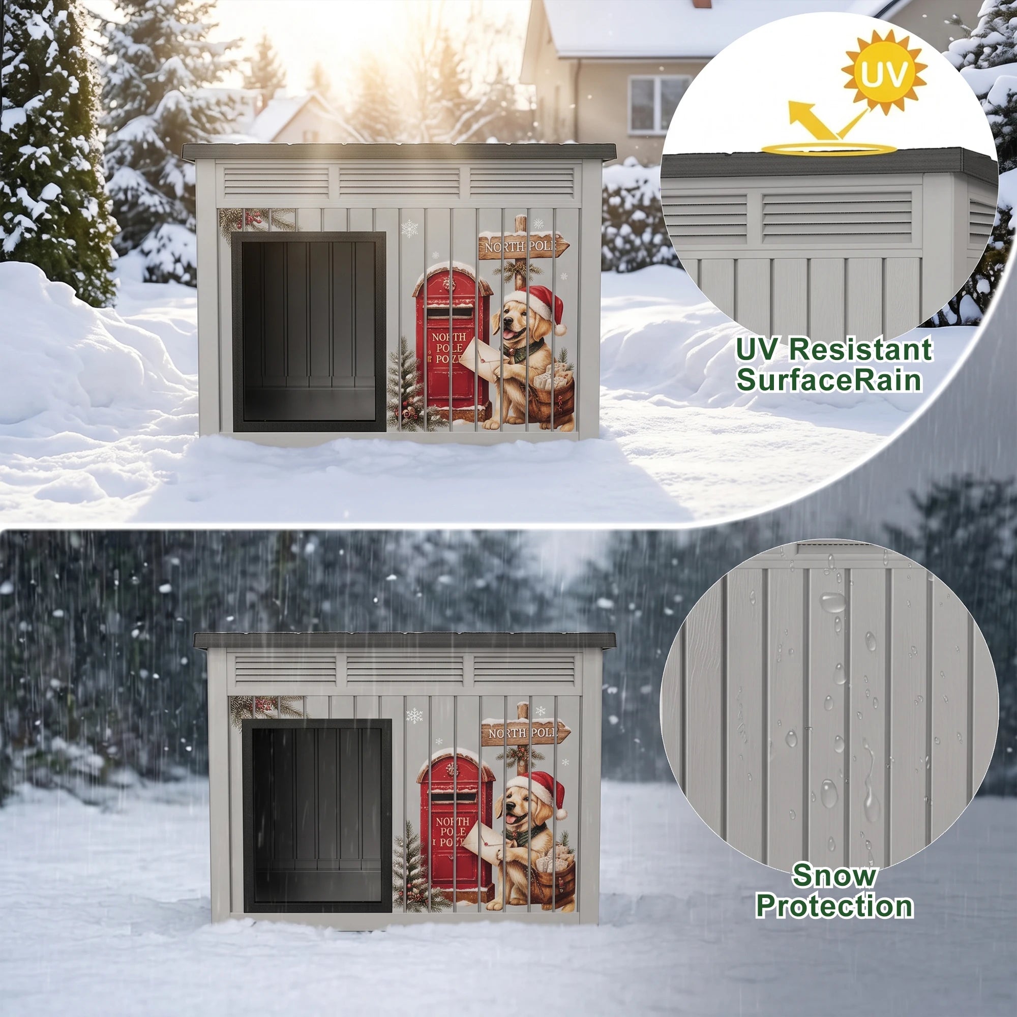 Christmas Dog House — Weatherproof Outdoor Kennel