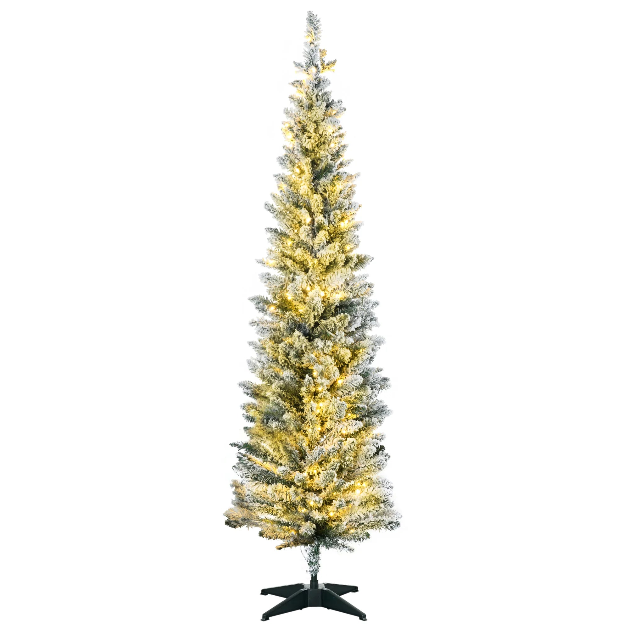 HOMCOM 6' Prelit Artificial Christmas Tree — Slim Design with Warm White LED Lights