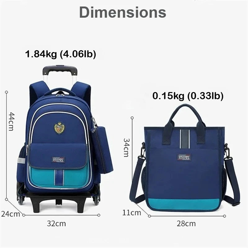 Kids Rolling Backpack Set — 3-Piece Trolley School Bag with Shoulder Bag