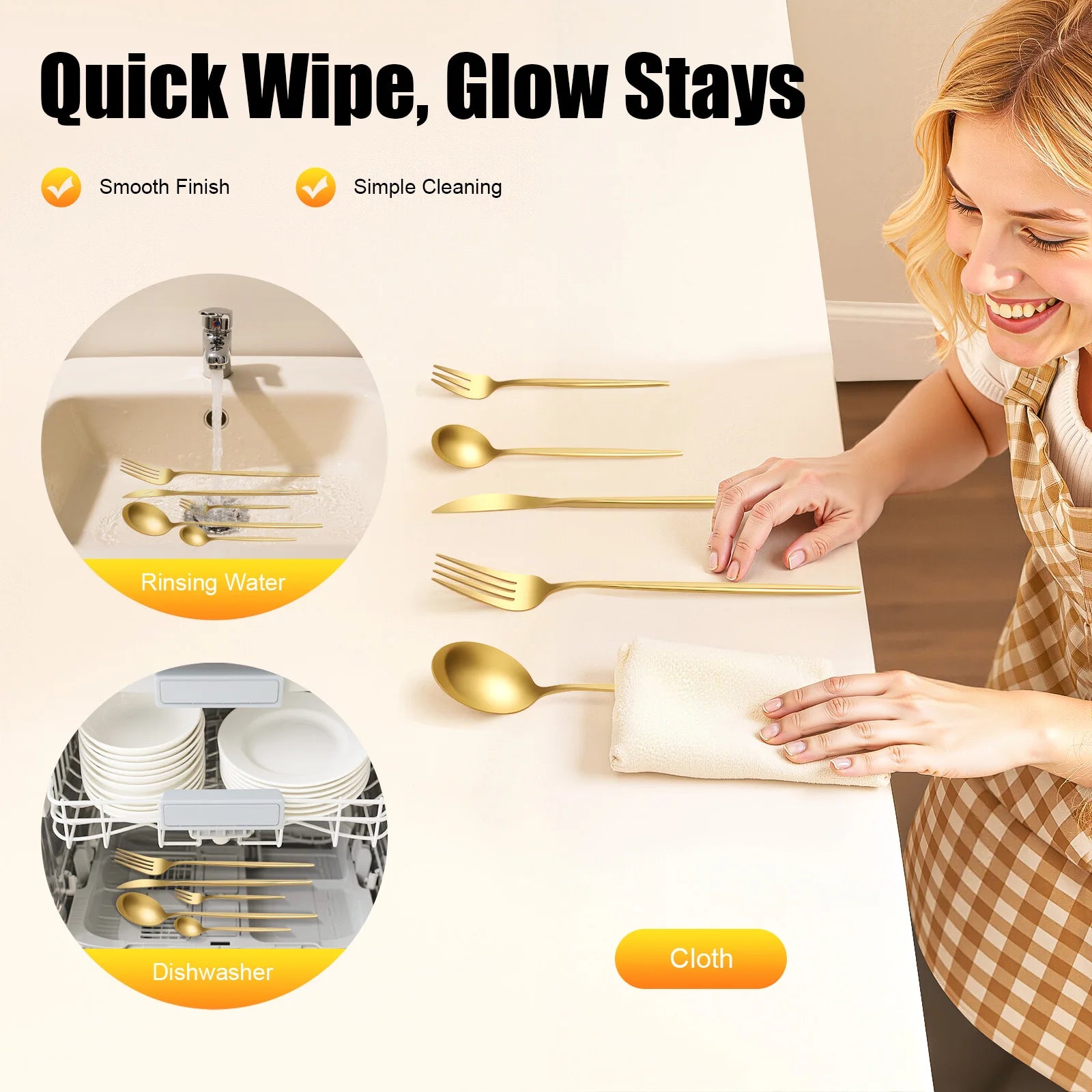 90-Piece Gold Stainless Steel Flatware Set — Heavy Duty Cutlery for Weddings & Buffets