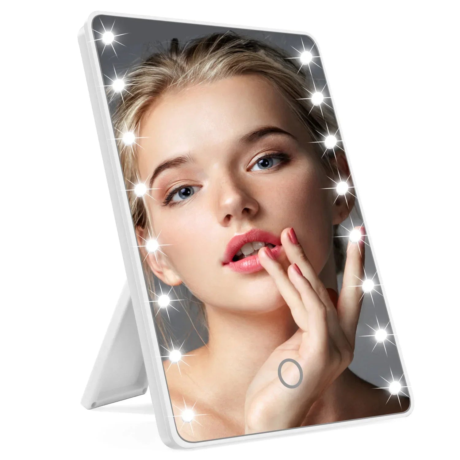 LED Lighted Makeup Mirror — Portable Desktop Cosmetic Tool with Touch Dimming