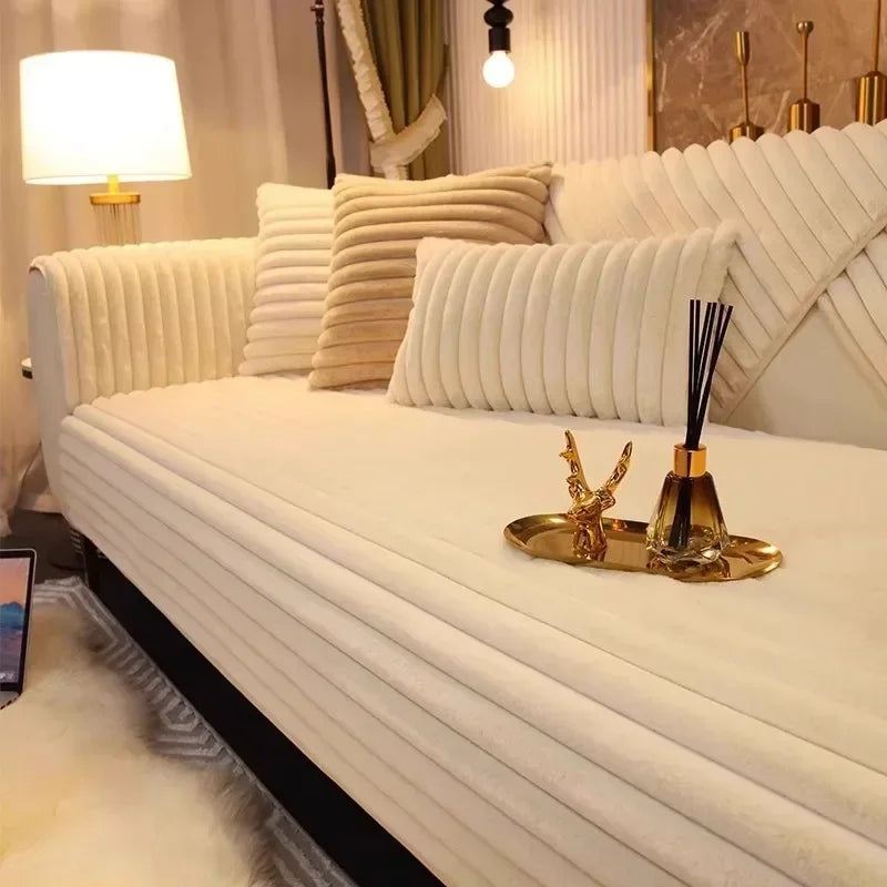 Plush Sofa Mat — Warm Thickened Seat Cushion & Anti-Slip Cover