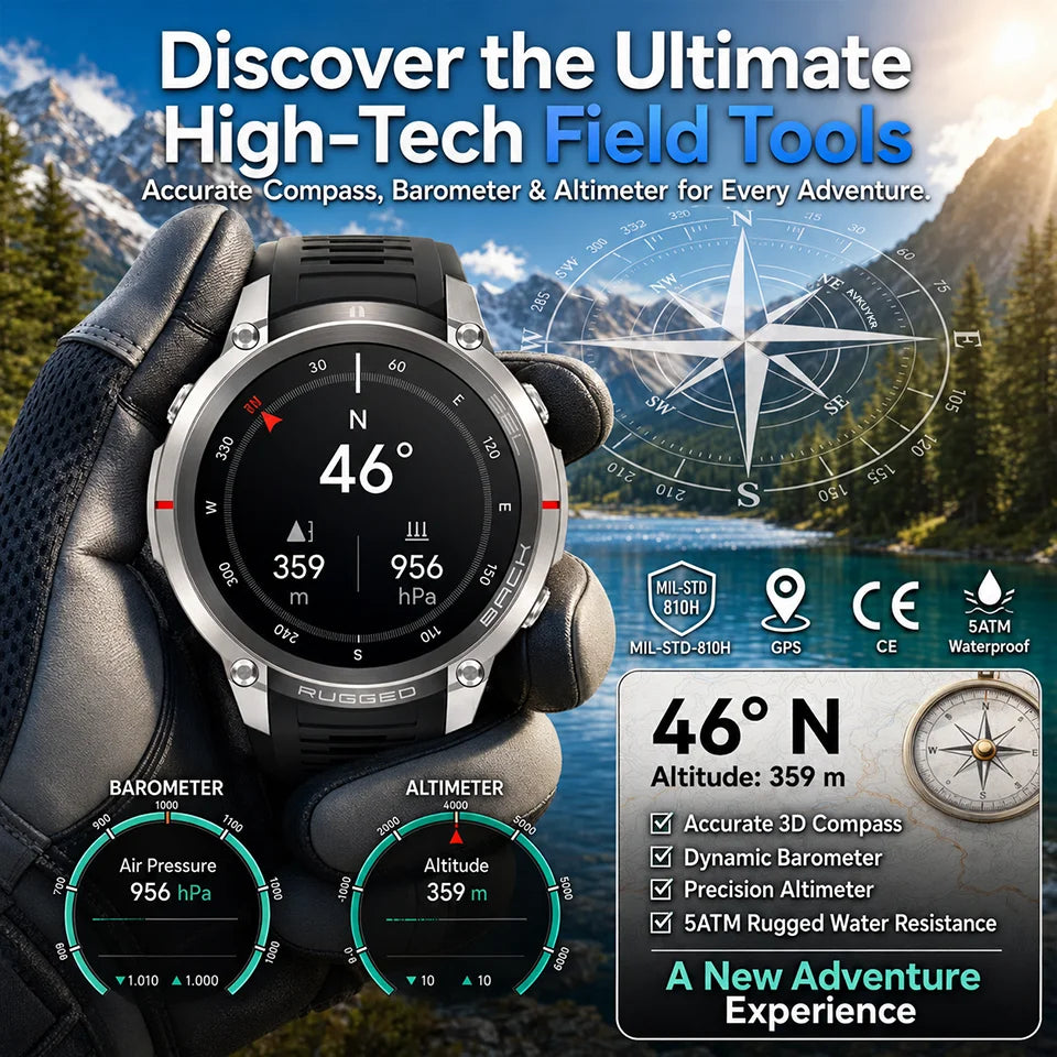 GUHUAVMI Military GPS Smartwatch — Offline Map & 5ATM Waterproof Sports Watch