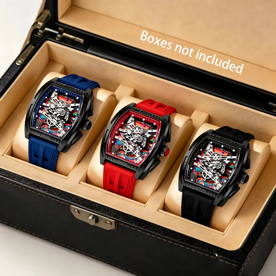 Couple's Business Casual Watch Set — Tonneau Case with Silicone Strap