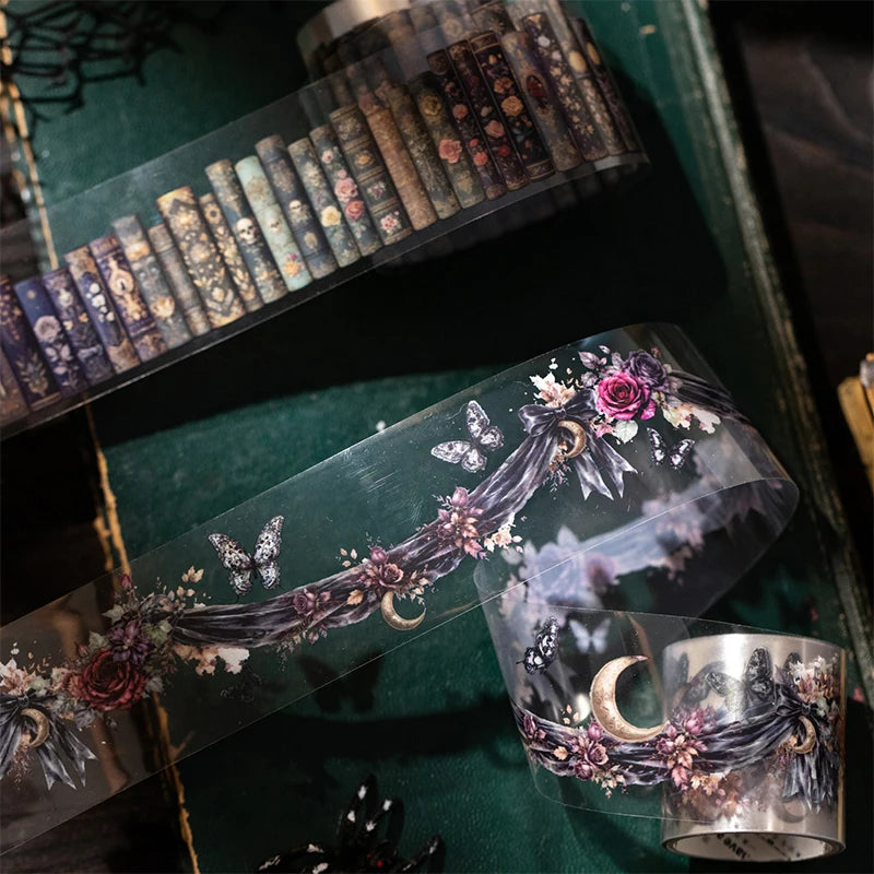 Gothic Skeleton PET Washi Tape — Aesthetic Decor for Scrapbooking & Journals
