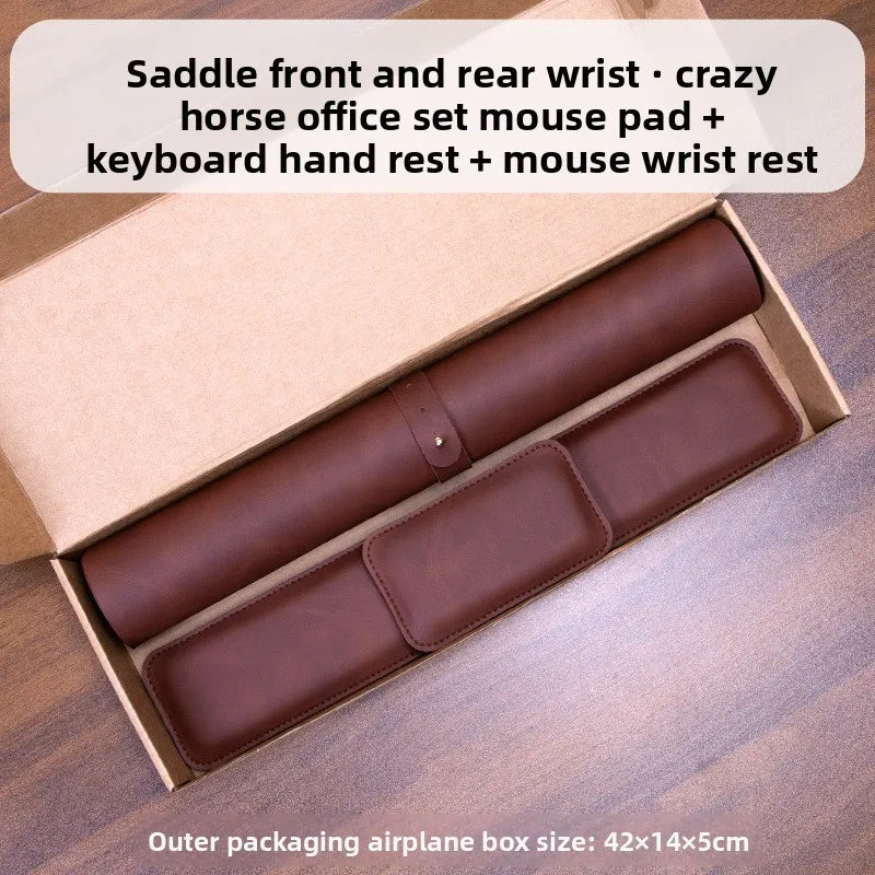 Large PU Leather Desk Mat — Ergonomic Wrist Rest Set for Office & Gaming