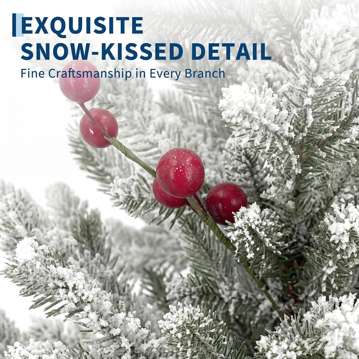 Garvee 24-Inch Flocked Christmas Tree — Red Berry & PE Pine Desktop Decor