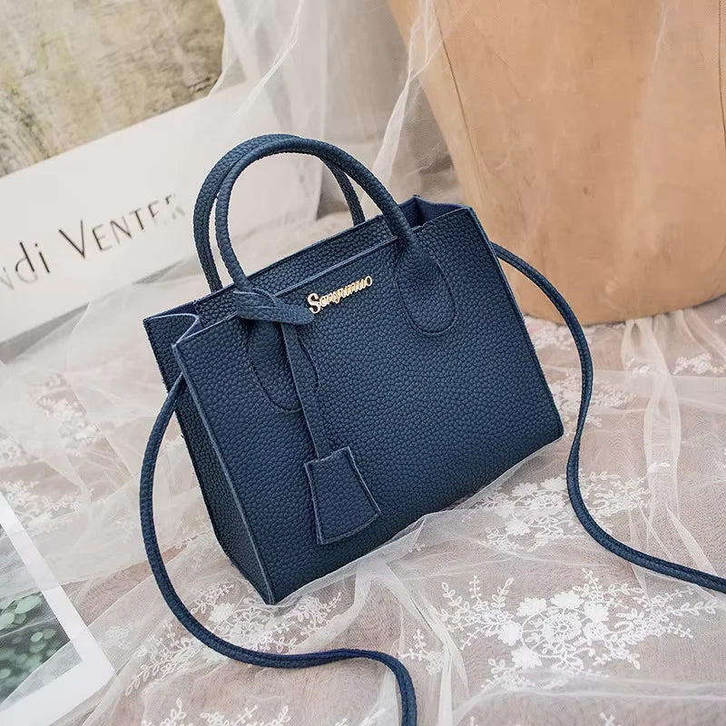 Lychee Grain Faux Leather Satchel — Versatile Triple-Use Handbag