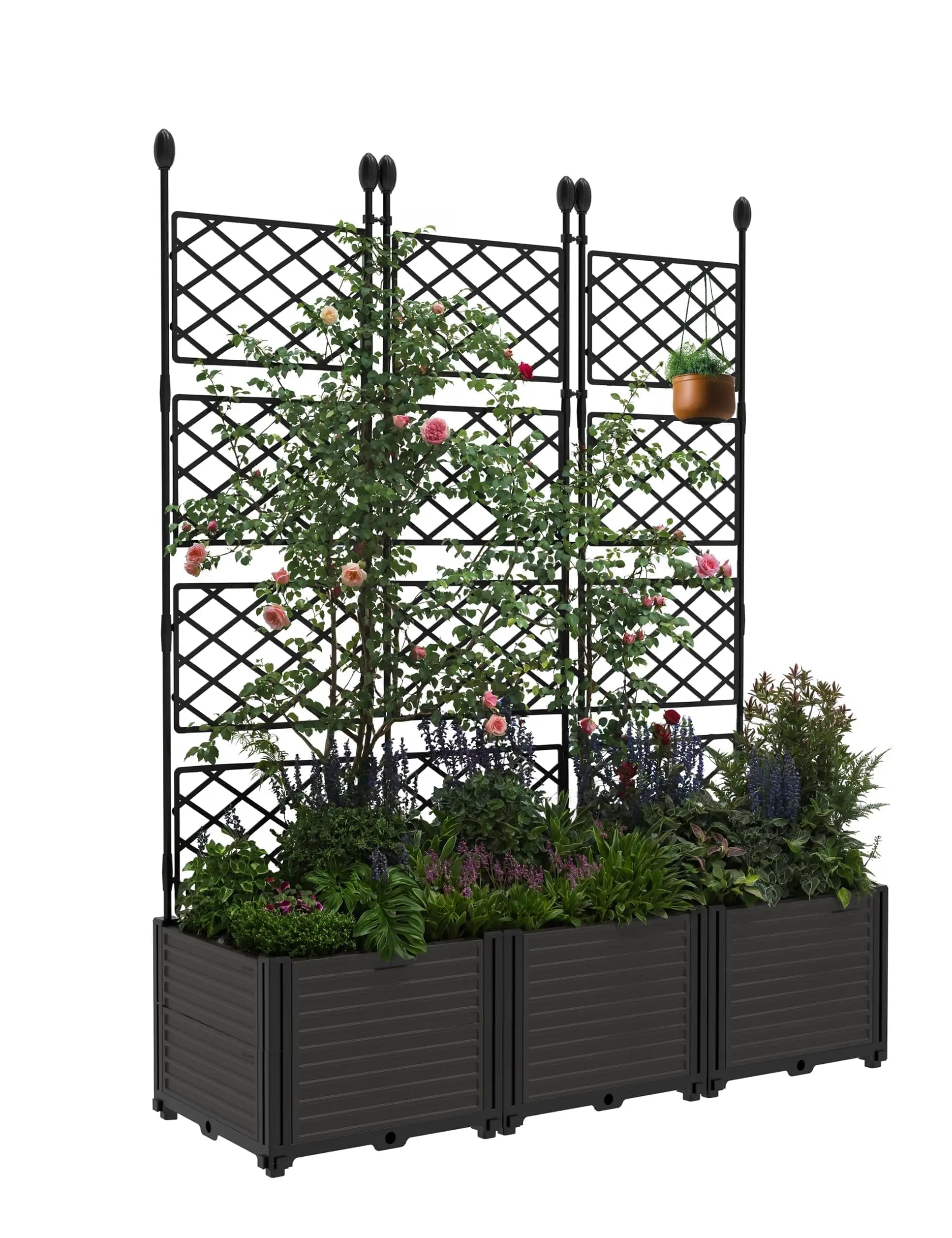 HiMISS Raised Garden Bed with Trellis — Outdoor Planter for Climbing Plants