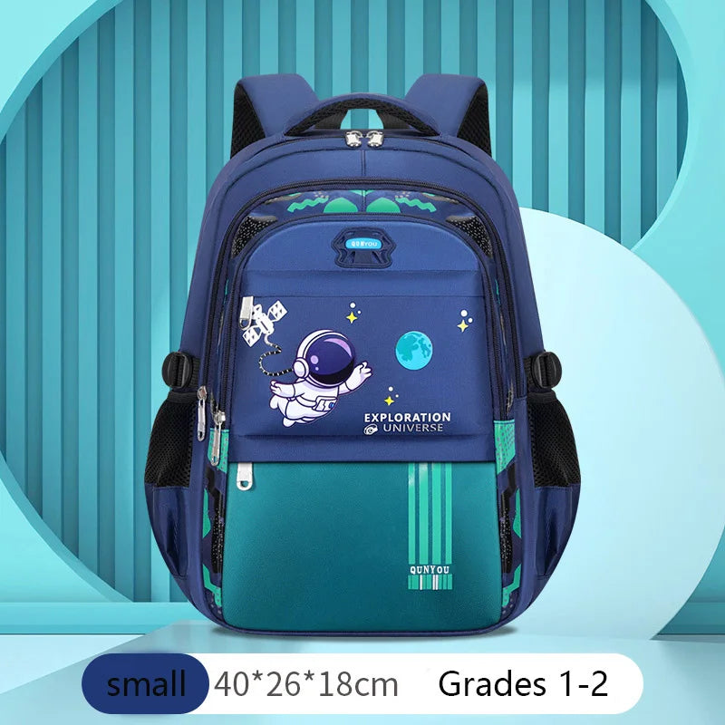 Astronaut Print Kids Backpack — Waterproof School Bag for Boys