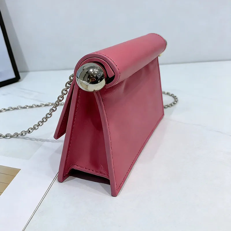 VM FASHION KISS Rolled-Edge Clutch Bag — Versatile Chain Crossbody Purse