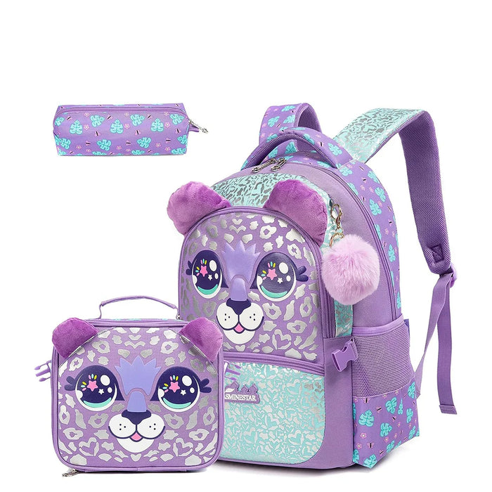Girls School Backpack Set — Lightweight Bookbag with Matching Lunch Box