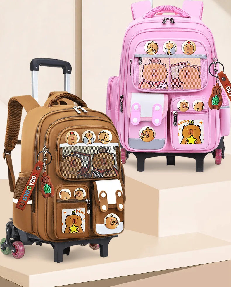 Kids Rolling School Bag — High Capacity Trolley Backpack with Wheels