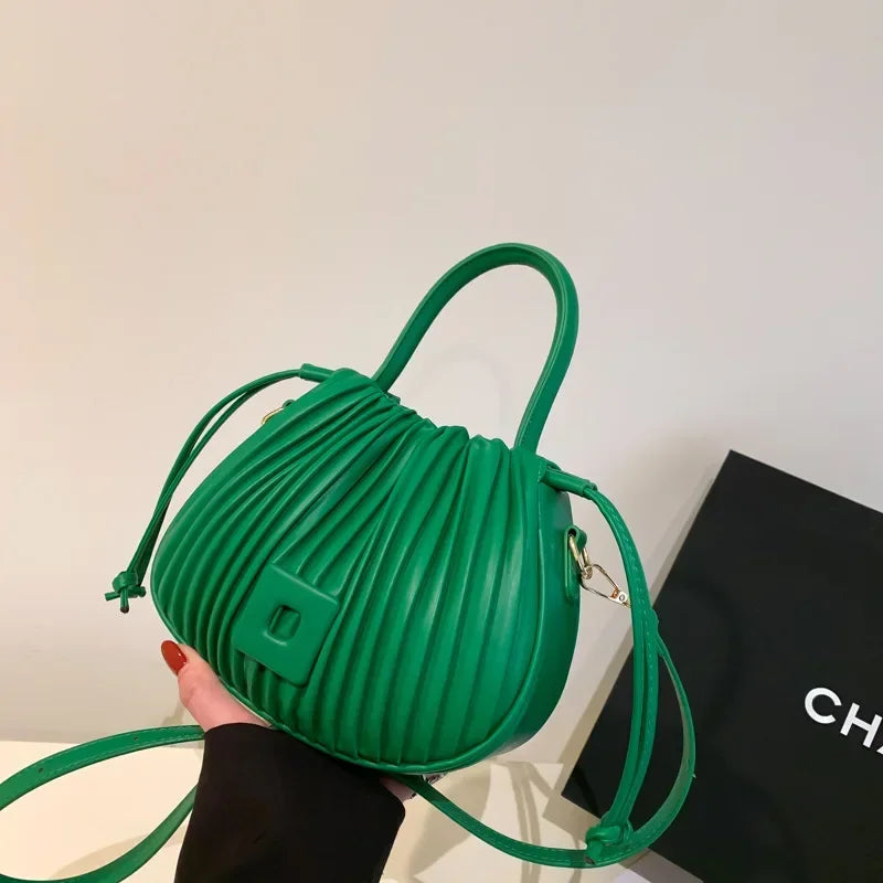 weixier Vintage Crossbody Bag — Ruched PU Leather Shoulder Handbag