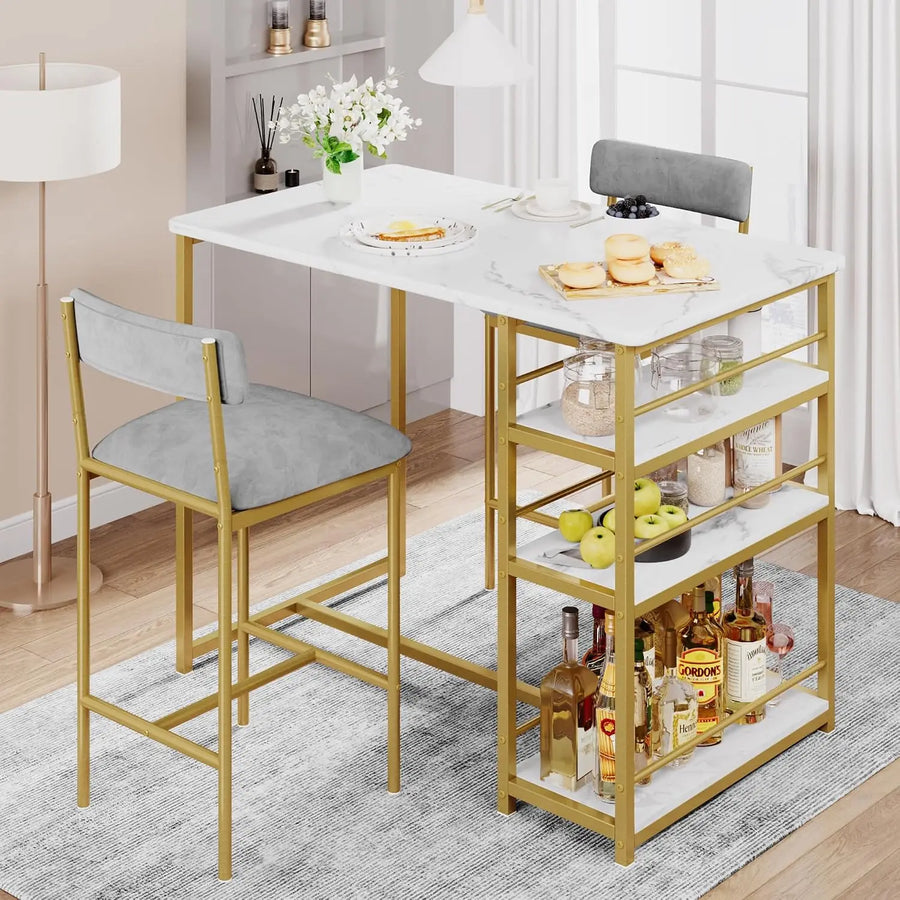 Garvee Dining Table Set with 2 Chairs — Space-Saving Modern Bar Furniture