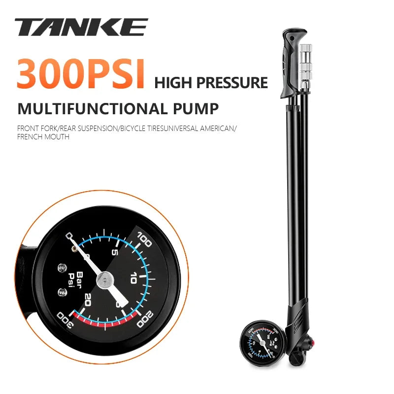 High-Pressure Portable Bike Air Pump — Precision Inflator for Suspension and Tires