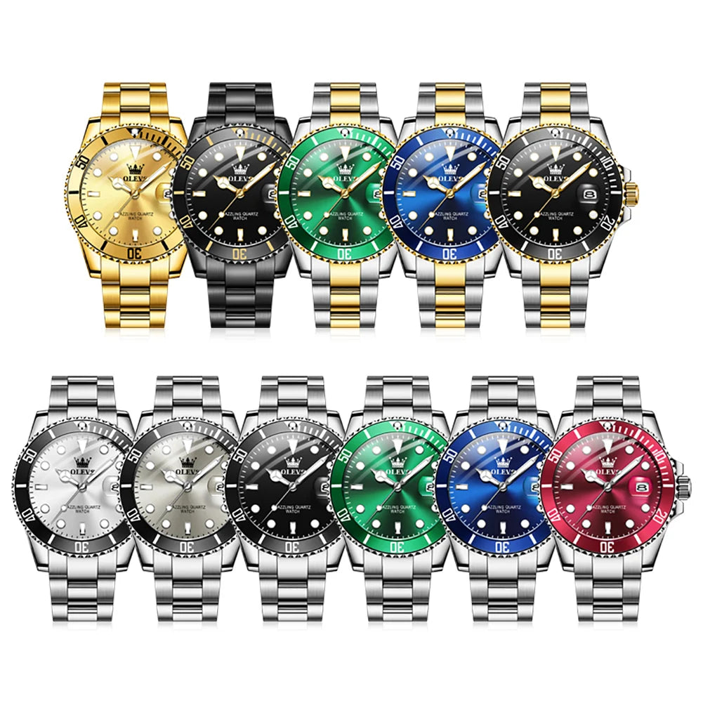 OLEVS 5885 Men's Quartz Watch — Stainless Steel Luxury Style with Auto Date