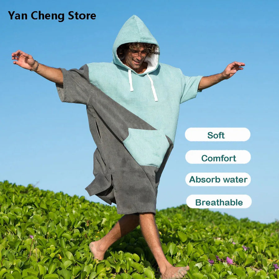 Microfiber Hooded Changing Robe — Quick Dry Swimming & Surfing Poncho