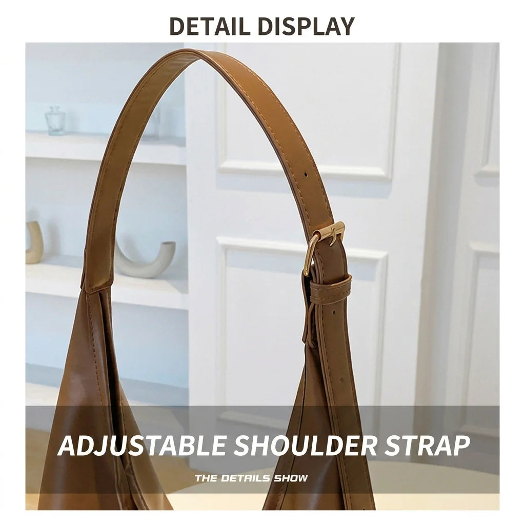 Women's Soft PU Leather Hobo Bag — Slouchy Shoulder Tote for Everyday Use