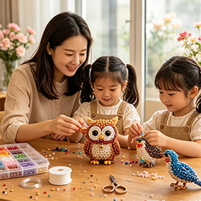 DIY 3D Beaded Animal Craft Kit — Handmade Miniature Decor Set