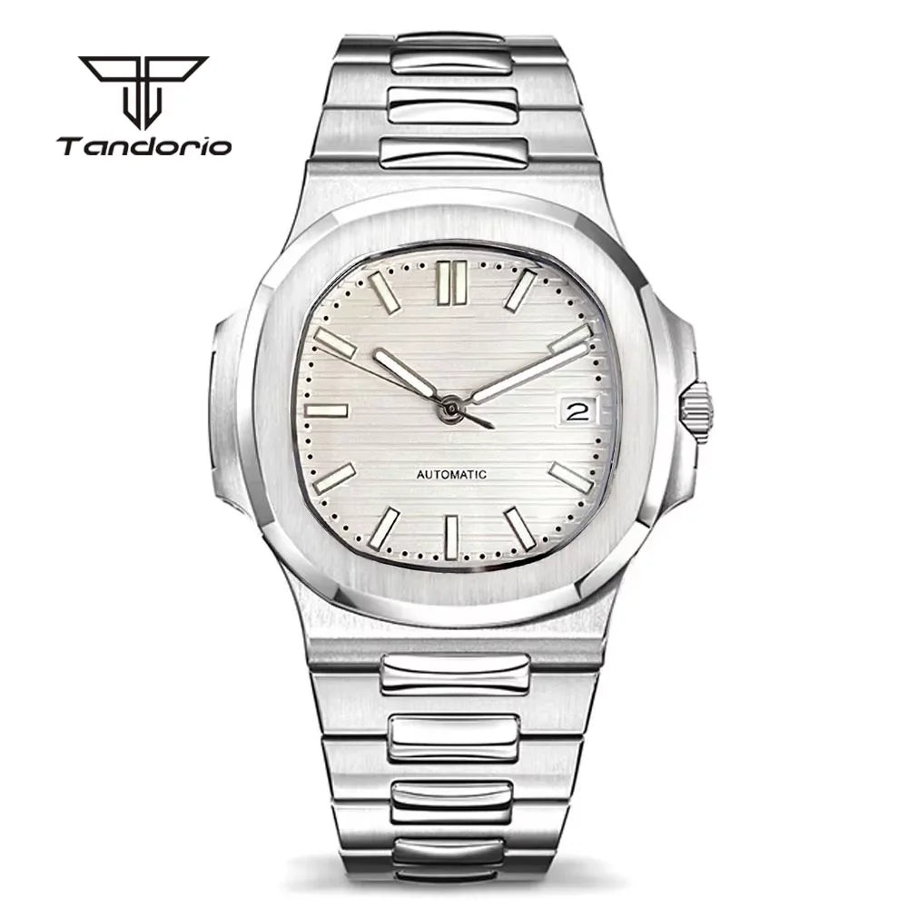tandorio Square Automatic Watch — 40mm Stainless Steel Mechanical Wristwatch