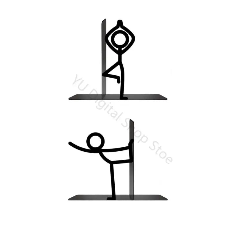 Metal Decorative Bookend Set — Playful Figure Design for Desk and Shelves