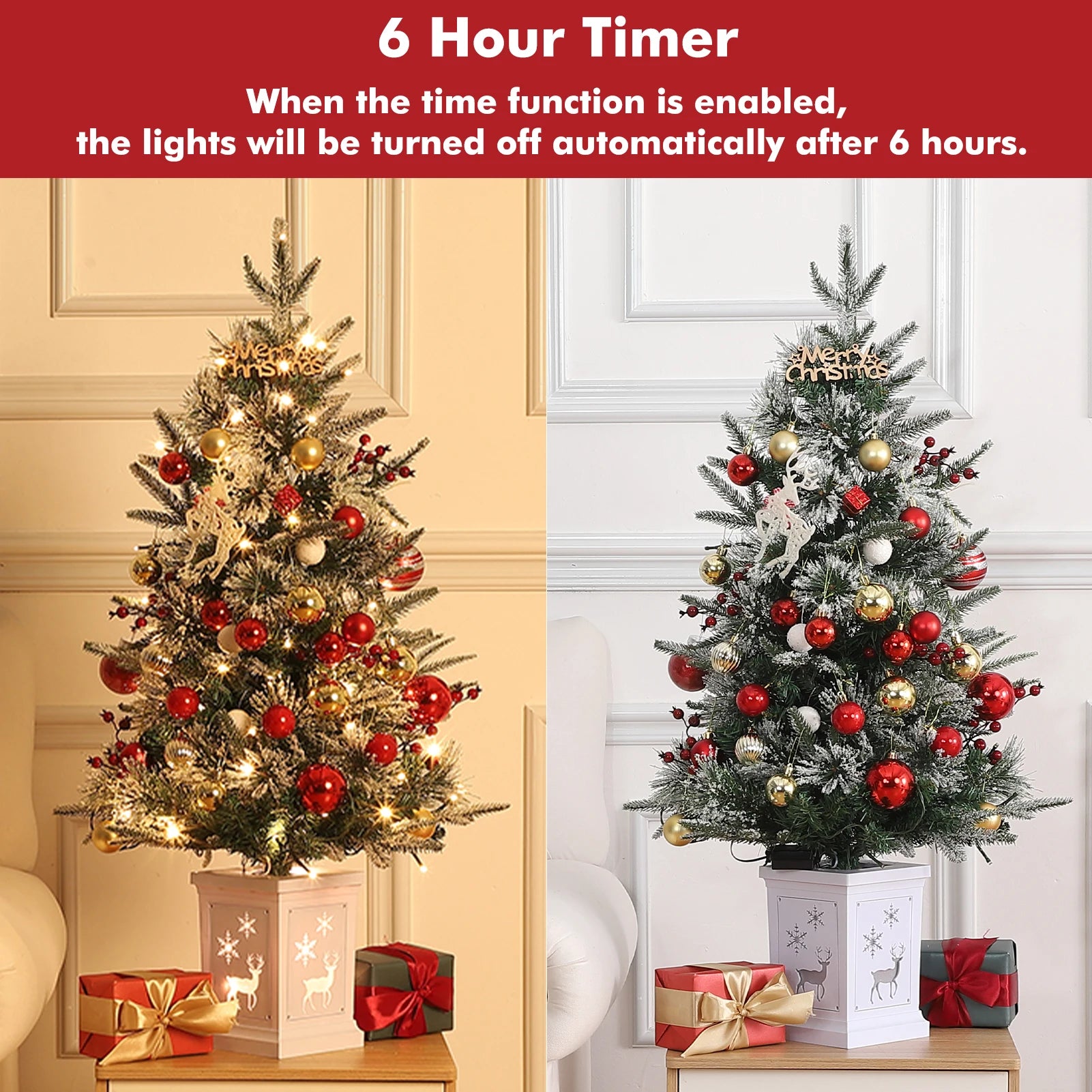 3 Foot Artificial Christmas Tree — Pre-Lit with Snowman Base & Timer