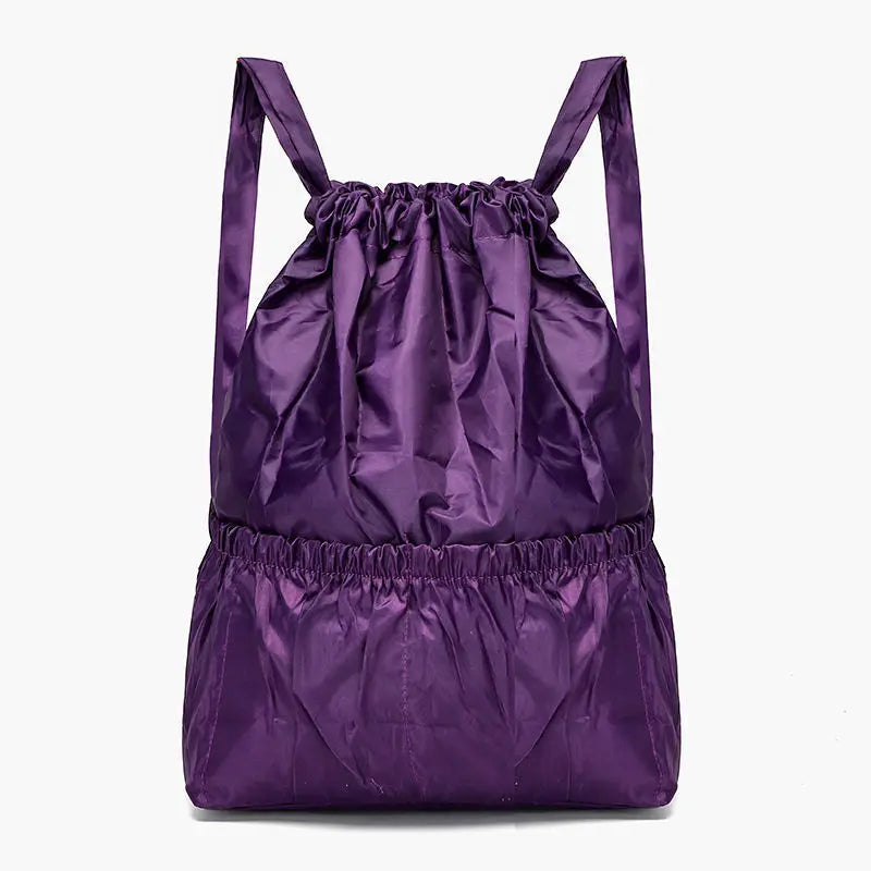 Large Capacity Drawstring Backpack — Waterproof Nylon Shoulder Bag
