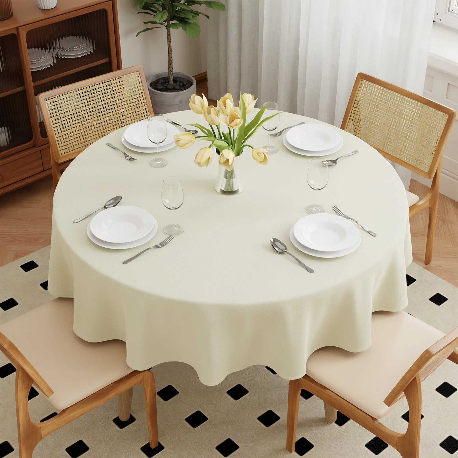 Hptmus Round Tablecloth — Elegant Solid Color Cover for Weddings & Parties