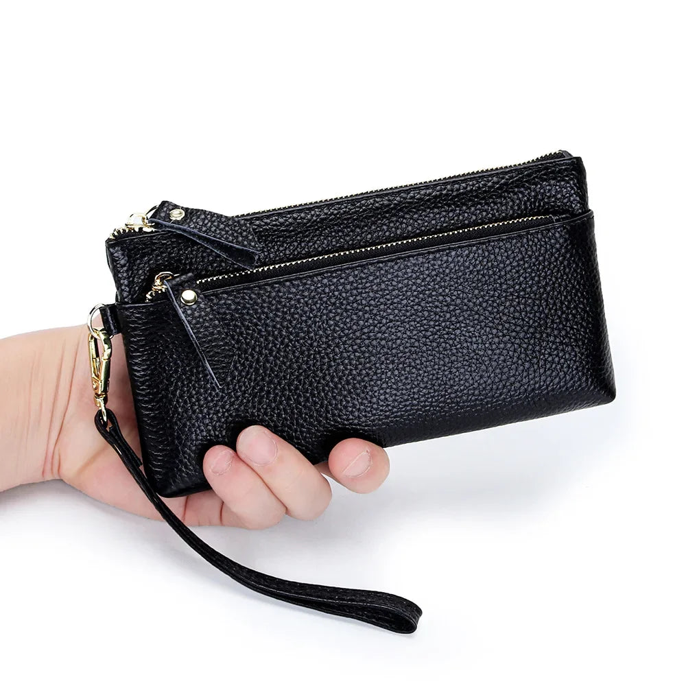 macroupta Women's Leather Wristlet Clutch — Multi-Pocket Smartphone Wallet