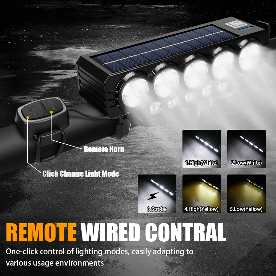 Heinast USB Rechargeable Bike LED Light — Waterproof Headlight with Integrated Horn