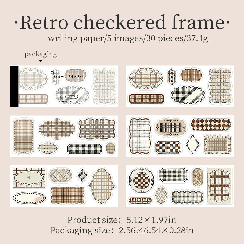 Vintage Border Frame Sticker Kit — 30 Pcs Large Scrapbooking Supplies