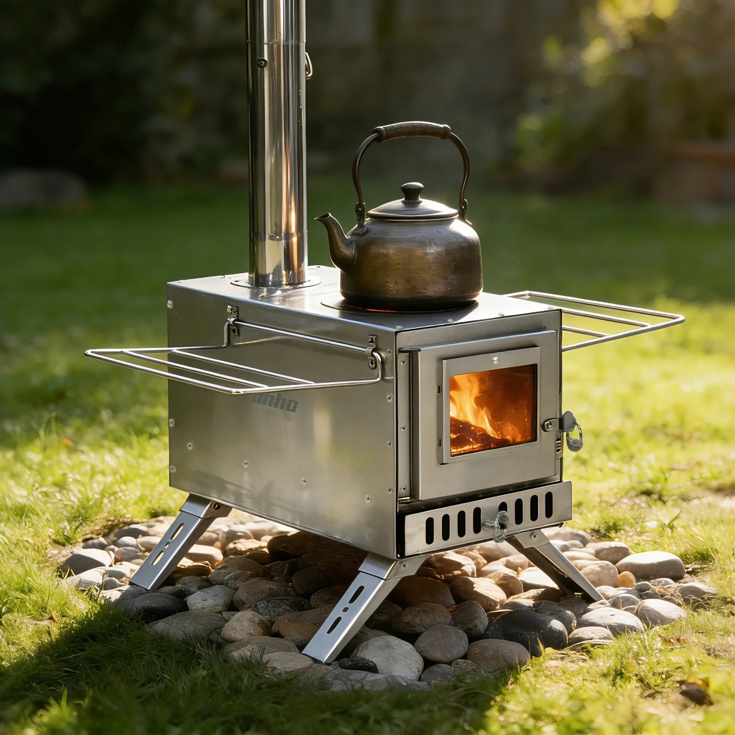 Portable Stainless Steel Wood Burning Stove — 2-in-1 Outdoor Heater & Cooker