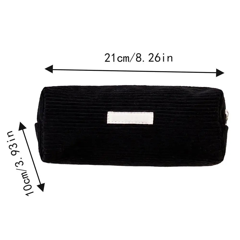 Large Capacity Corduroy Pencil Case — Multifunctional Stationery Organizer