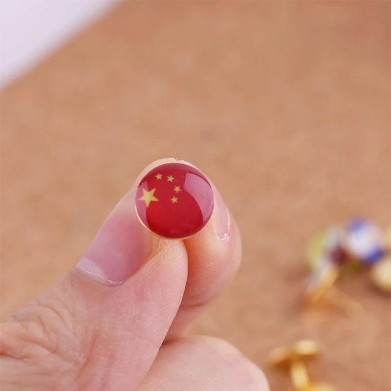 Multifunctional National Flag Push Pins — Decorative Map & Bulletin Board Tacks