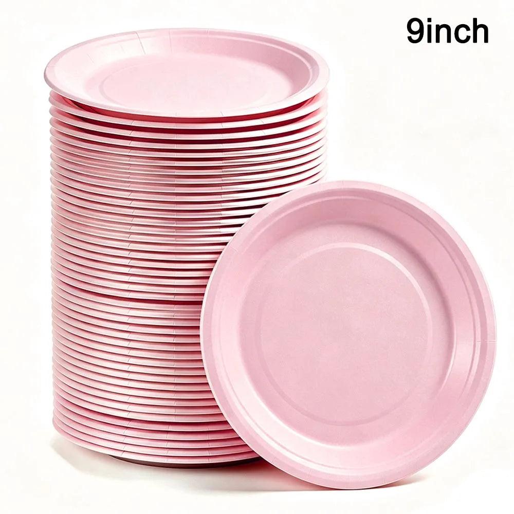 Solid Color Paper Plates — Disposable 7-Inch Party Tableware