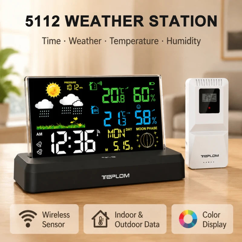 teplom Wireless Weather Station — Indoor and Outdoor Temperature & Humidity Monitor