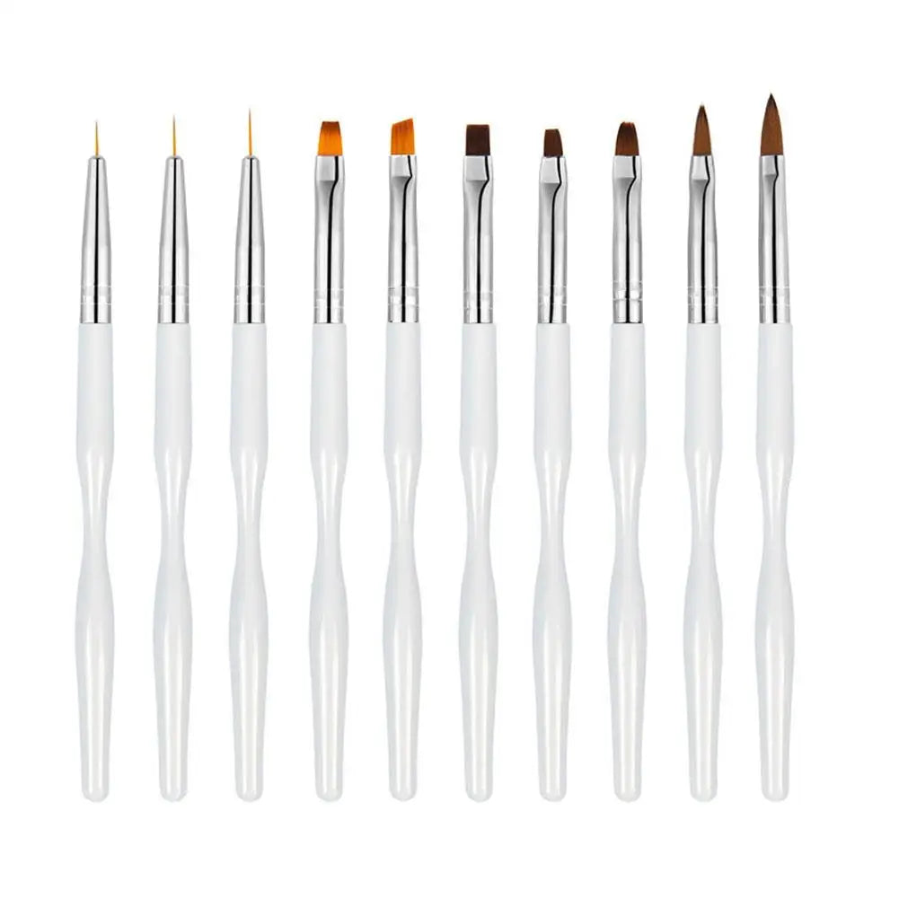 10-Piece Nail Art Brush Set — Precision Tools for Gel Polish and Detailing