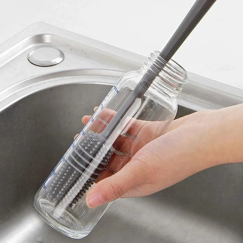 Silicone Bottle Cleaning Brush — Long Handle Scrubber for Cups and Glassware