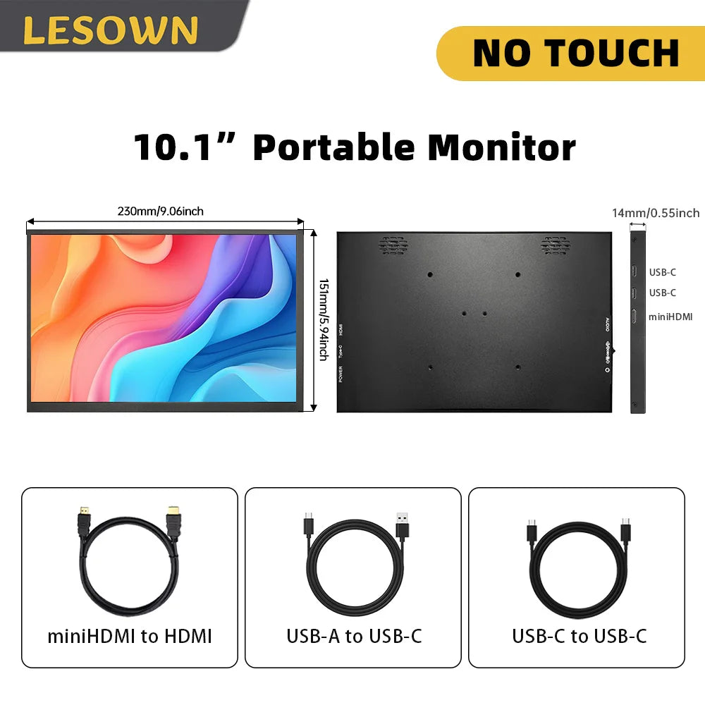 lesown 10.1-Inch Portable Monitor — Compact IPS Second Screen for Laptops