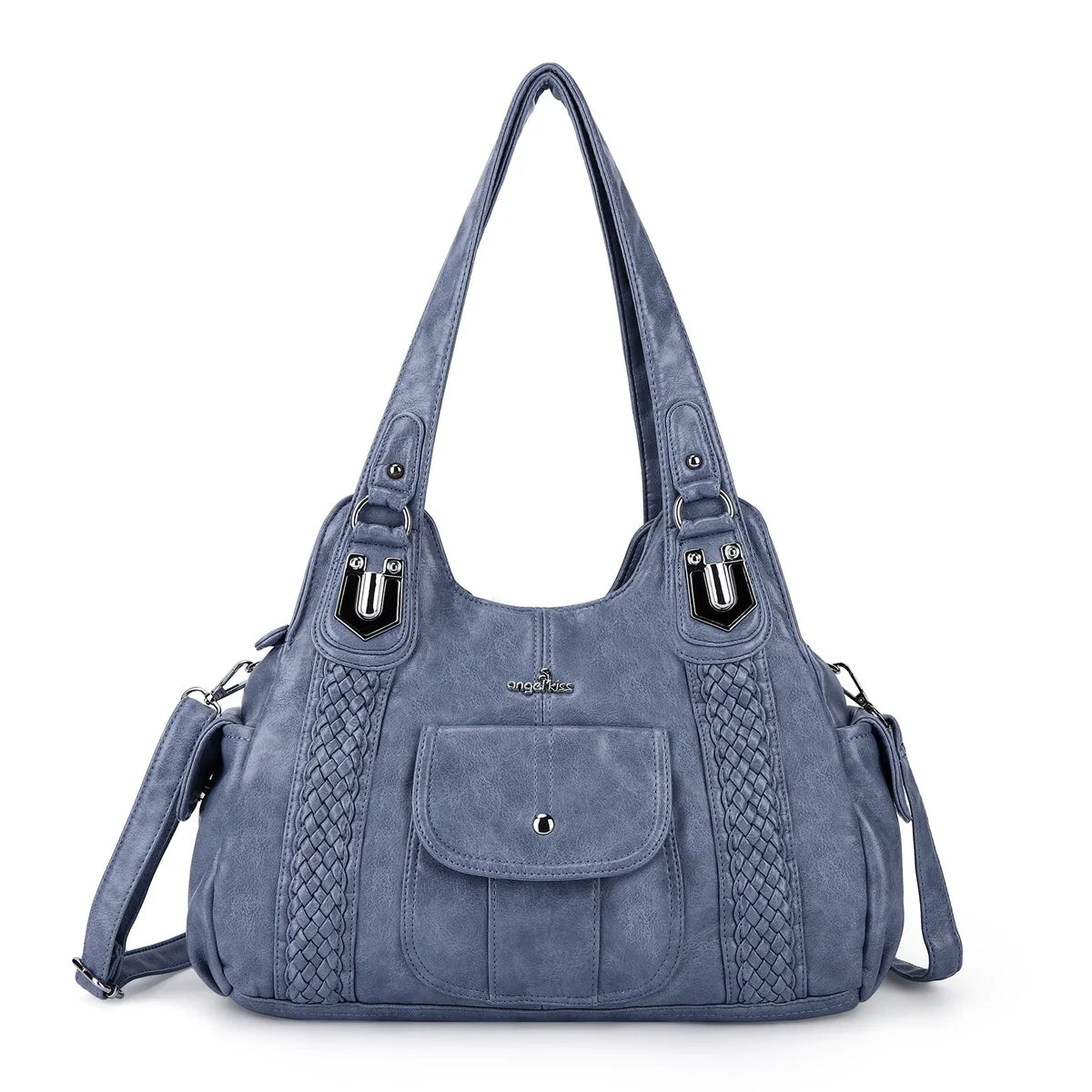 Venn Angel Women's Soft Washed Leather Hobo Bag — Multi-Pocket Shoulder Crossbody