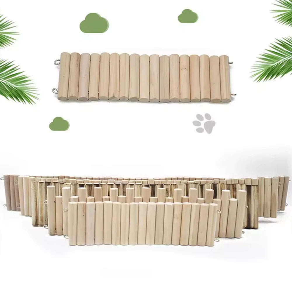 Wooden Pet Habitat Accessories — Bendable Climbing Bridge and Fence