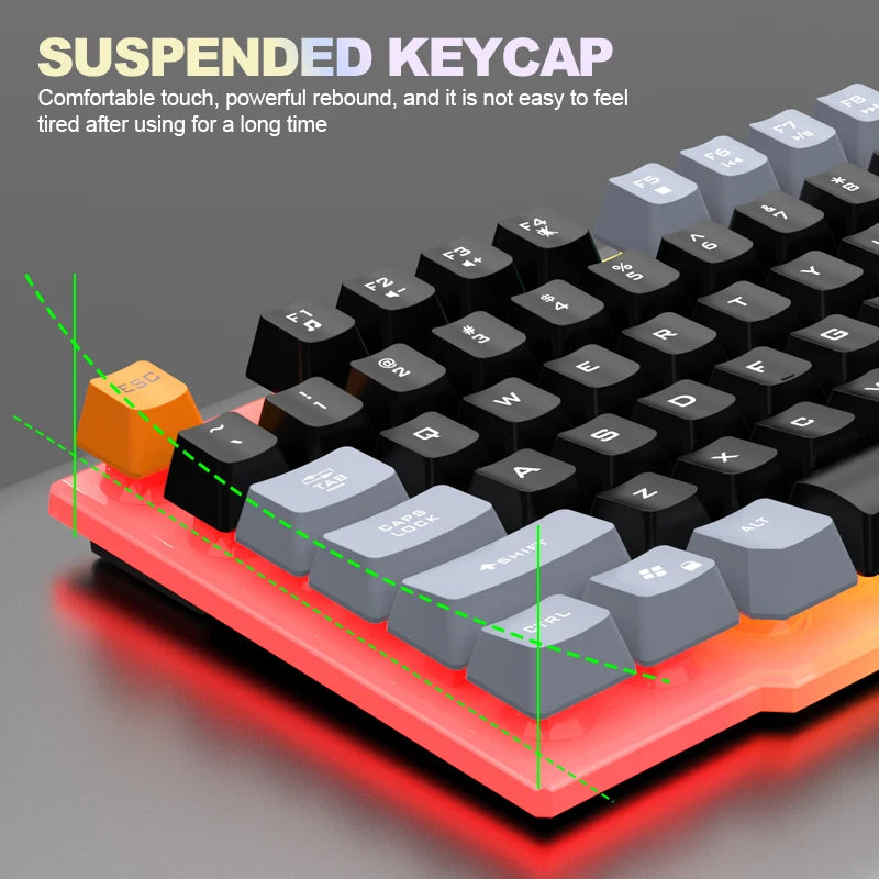 Wired Mechanical Touch Gaming Keyboard and Mouse Set — RGB Backlit Computer Accessories