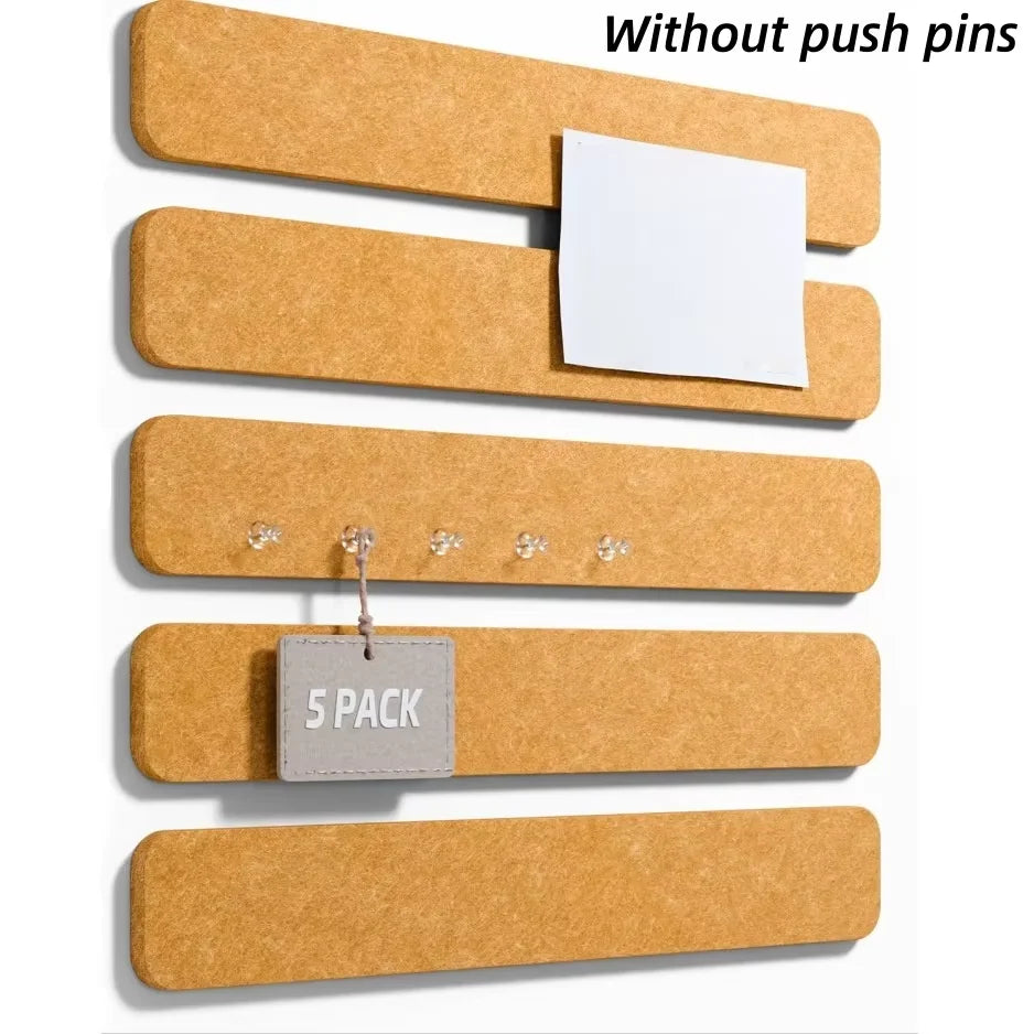 Self-Adhesive Cork Bulletin Boards — Frameless Wall Organizer, 5-Piece Set