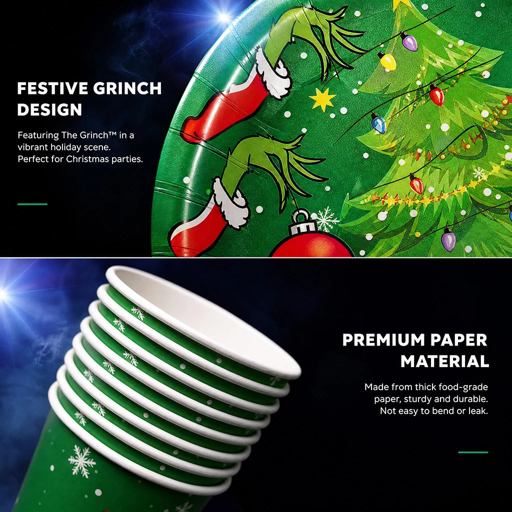 Festive Green Christmas Tableware Set — Disposable Party Supplies