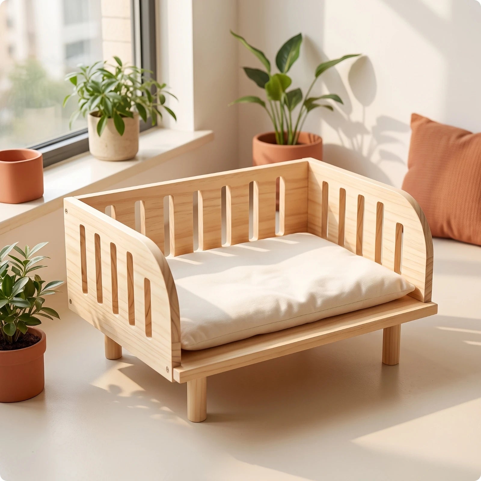 Wooden Raised Pet Bed — Sturdy Elevated Furniture for Small Dogs & Cats