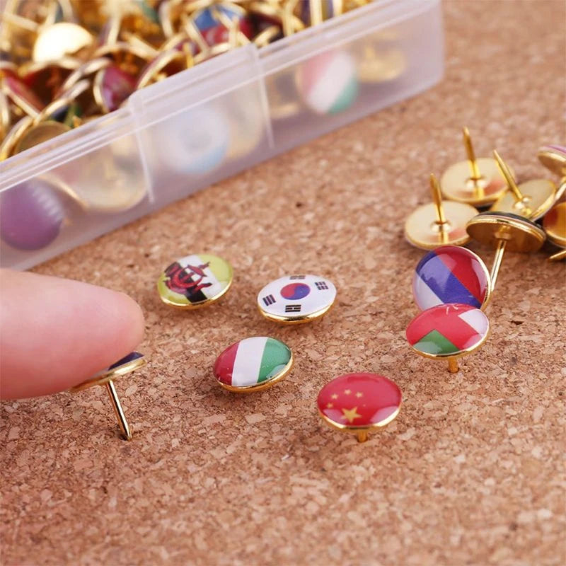 Multifunctional National Flag Push Pins — Decorative Map & Bulletin Board Tacks