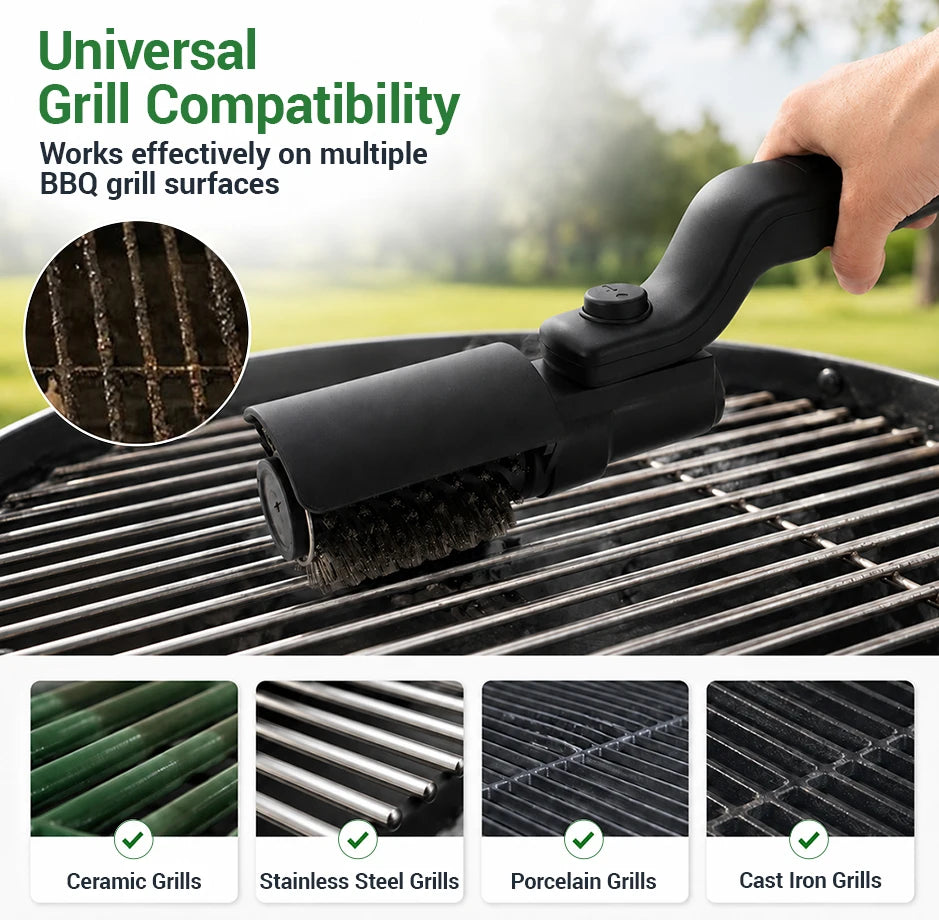 Electric Grill Brush — High Torque BBQ Cleaner with 3-Speed Modes